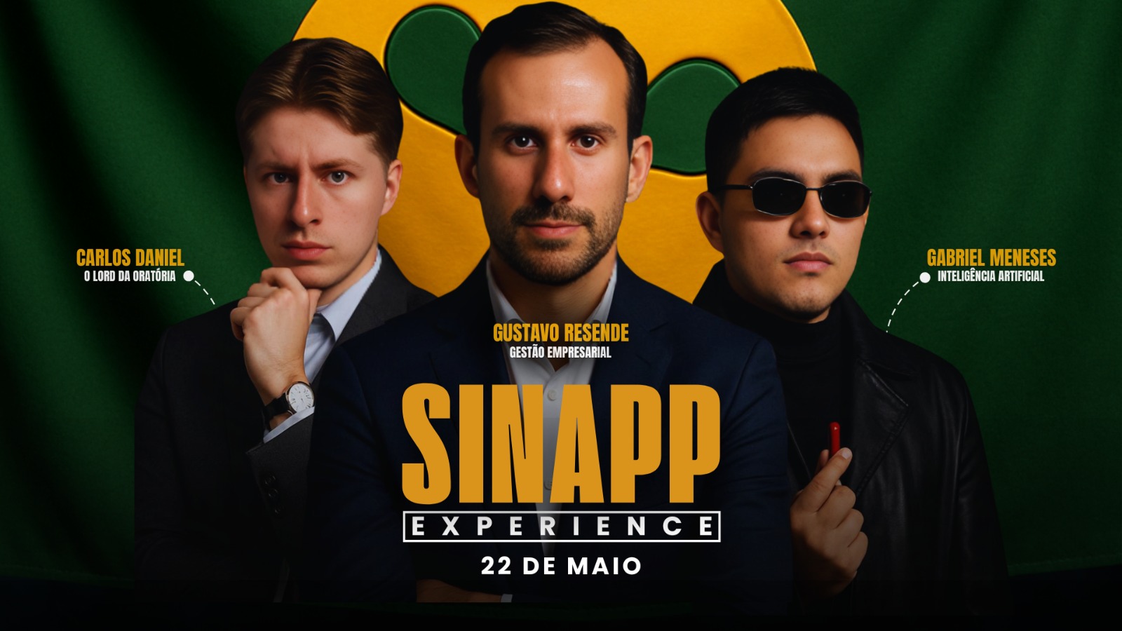 Palestrantes do SinApp Experience: Carlos Daniel, Gustavo Resende e Gabriel Meneses